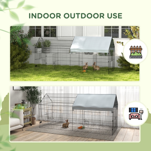 PawHut – Cage Catio de 87 po de long pour animaux de compagnie avec portes pour lapins, cochon de Guinée, poulet, chinchillas, chat, Quail,