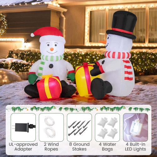 Costway 5FT Christmas Inflatables with Gift Boxes 4 Bright LED Lights for for Party