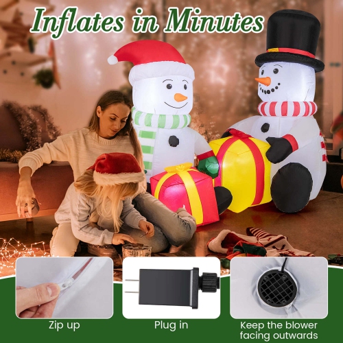 Costway 5FT Christmas Inflatables with Gift Boxes 4 Bright LED Lights for for Party