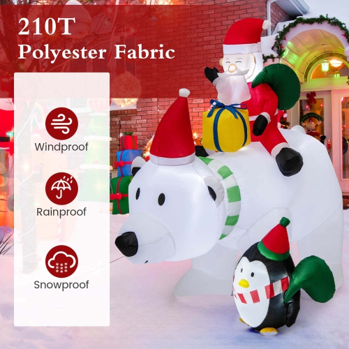 Costway 7 FT Tall Inflatable Polar Bear with Penguin Gift Bags & Gift Box Shaking Head