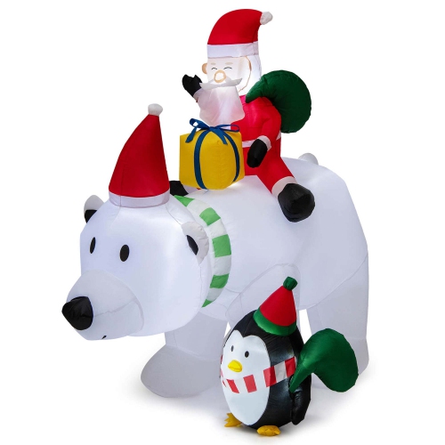 Costway 7 FT Tall Inflatable Polar Bear with Penguin Gift Bags & Gift Box Shaking Head