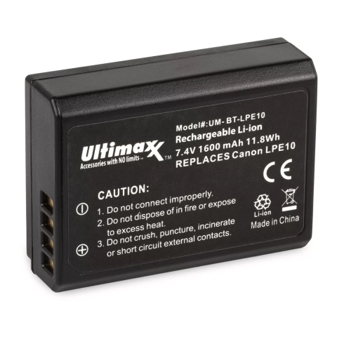 Batterie de remplacement ULTIMAXX pour Canon LP-E10 LPE10 - 1600 mAh