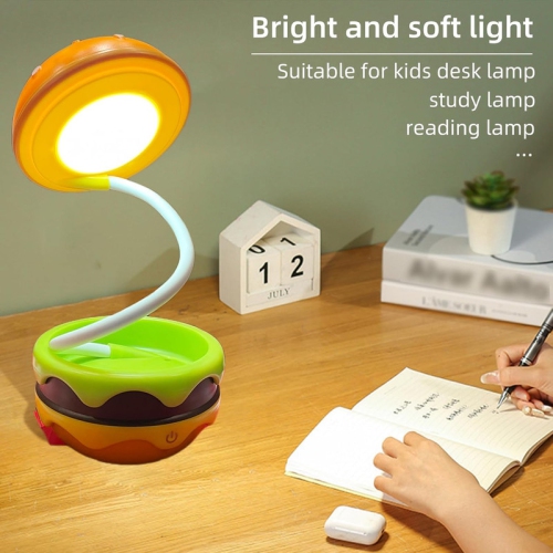 Small Table Lamp Hamburger Night Light Cute Rechargeable LED Desk Lamp with Dimmable Flexible Hose Touch Switch Nursery Night Light Kawaii Desk