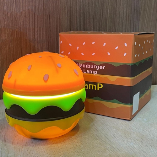 Small Table Lamp Hamburger Night Light Cute Rechargeable LED Desk Lamp with Dimmable Flexible Hose Touch Switch Nursery Night Light Kawaii Desk