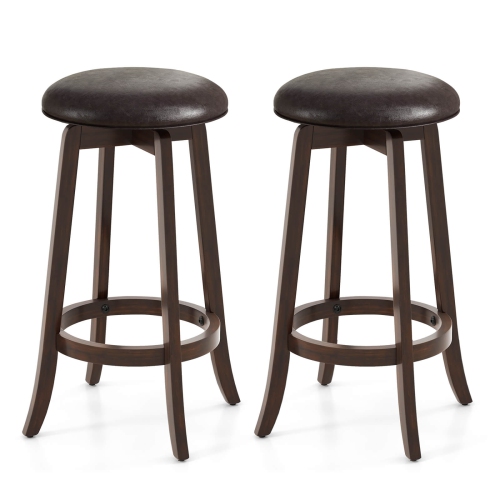 Costway 29" Counter Height Stools Set of 2 with 360° Swivel Round Seat & Footrest