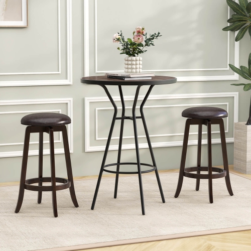 Costway 29" Counter Height Stools Set of 4 with 360° Swivel Round Seat & Footrest
