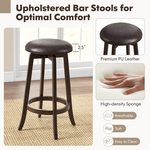 Costway 29" Counter Height Stools Set of 4 with 360° Swivel Round Seat & Footrest