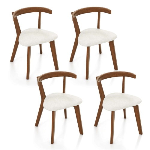 Costway Space-Saving Wood Upholstered Dining Chair Set of 4 with Padded Seat & Curved Back