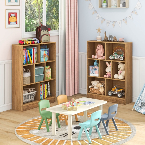 Costway 7-Cube Bookcase for Kids 41" Wooden Toy Storage Organizer Freestanding Bookshelf