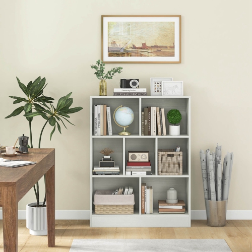 Costway 7-Cube Bookcase for Kids 41" Wooden Toy Storage Organizer Freestanding Bookshelf