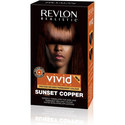 Revlon Realistic Vivid Colour Protein Infused Permanent Color Hair Dye with Color Lock Technology, Sunset Copper 110ml