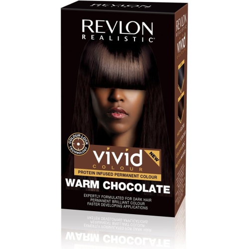 Image 1 de 4.. Colorant capillaire permanent infusé de protéines Realistic Vivid Colour de Revlon avec technologie Color Lock, chocolat chaud 110&nbsp;ml