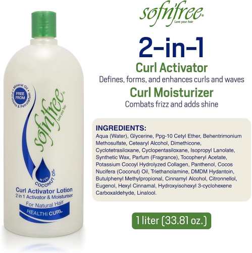 Sof n'free Curl Activator Lotion with Vitamin E and Panthenol - 2 in 1 Activator