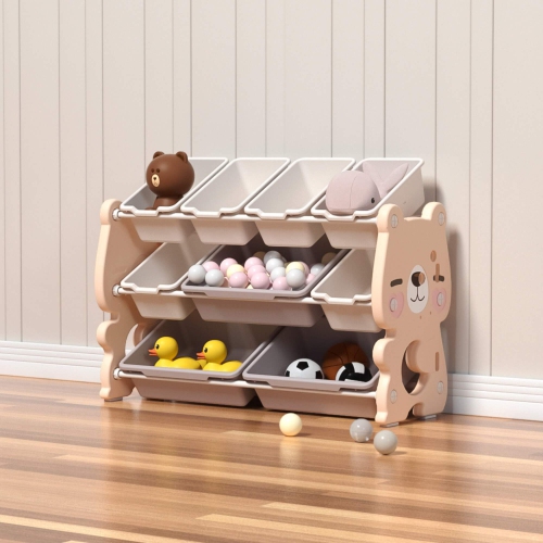 KidsVIP Kids Toy Storage Organizer w/Bins and Storage Boxes - Multi-Layer Mini Shelving Unit for Bedroom, Playroom, Nursery, Kids Room