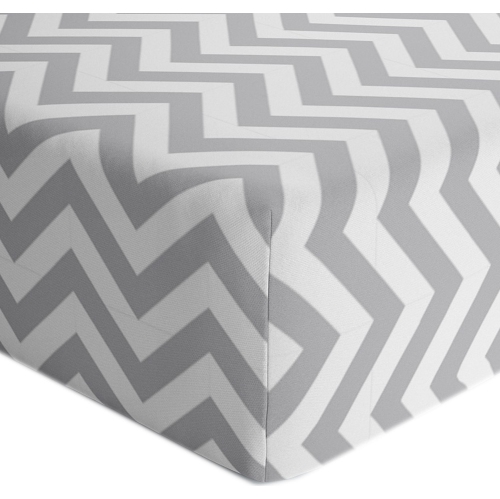 KUSHIES  Flannel Mini Crib Sheet - Chevron In Grey