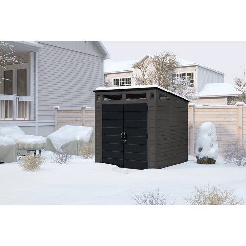 Suncast - Remise de rangement Modernist 7 po x 7 pi - Poivre/Noir