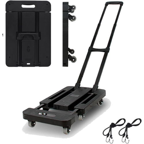 Image 1 of 7.. Kunova Oversize Large Folding Hand Truck 500 lbs Capacity,6 2.5" Wheels 4 360° Rotating Wheels Folding Trolley Luggage Cart Platform Cart for