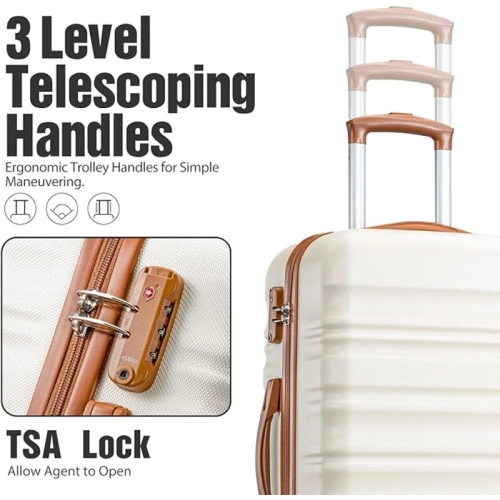 3-Piece ABS Hardshell Luggage Set with TSA Lock & Spinner Wheels - 20" Carry-On Suitcase