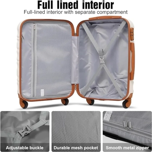 3-Piece ABS Hardshell Luggage Set with TSA Lock & Spinner Wheels - 20" Carry-On Suitcase