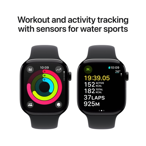 Apple Watch Series 10 (GPS + Cellular) 46mm Jet Black Aluminum Case with Black Sport Band - Small/ Medium by APPLE - Refurbished condition - Image 5