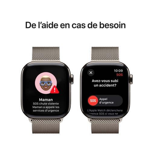 Remis à neuf - Apple Watch Series 10 (GPS + cellulaire) avec boîtier en titane naturel et bracelet milanais naturel de 42 mm