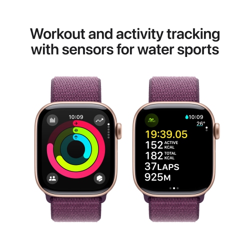 Apple Watch Series 10 (GPS + Cellular) 42mm Rose Gold Aluminum Case with Plum Sport Loop by APPLE - Refurbished condition - Image 5