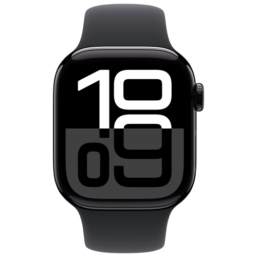 Boîte ouverte - Apple Watch Series 10 42 mm avec boîtier en aluminium noir de jais et bracelet sport noir - Petit/Moyen