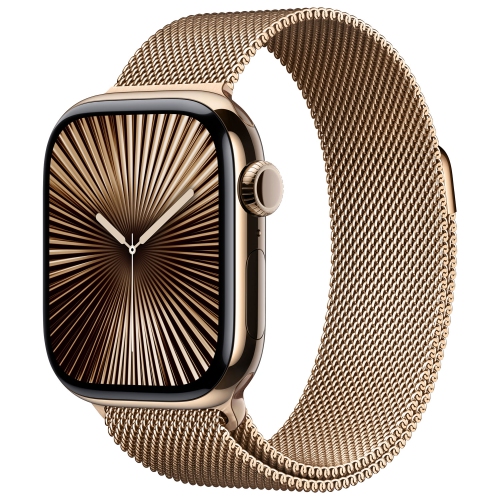 Image 1 of 10.. Open Box - Apple Watch Series 10 42mm Gold Titanium Case with Gold Milanese Loop - Medium/Large