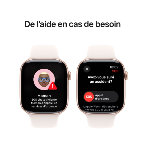 Remis à neuf - Apple Watch Series 10 (GPS) avec boîtier en aluminium rose doré 46&nbsp;mm et bracelet sport rose pâle - Petit/Moyen