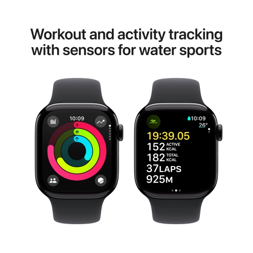 Apple Watch Series 10 (GPS + Cellular) 42mm Jet Black Aluminum Case with Black Sport Band - Medium/Large by APPLE - Refurbished condition - Image 5