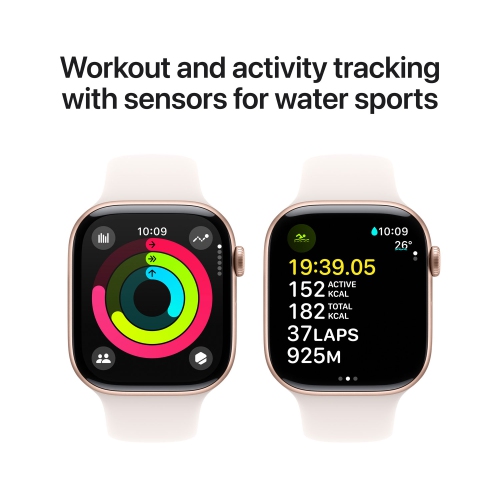 Apple Watch Series 10 (GPS) 46mm Rose Gold Aluminum Case with Light Blush Sport Band - Medium/Large by APPLE - Refurbished condition - Image 5
