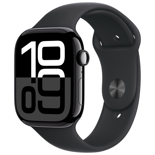 Remis à neuf - Apple Watch Series 10 46&nbsp;mm avec boîtier en aluminium noir de jais et bracelet sport noir - Moyen/Grand