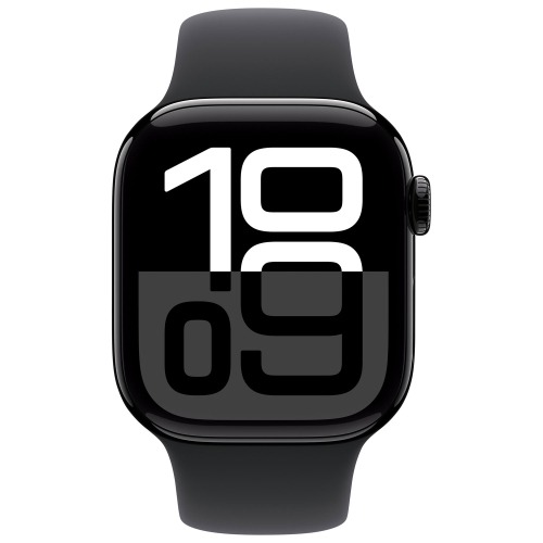 Remis à neuf - Apple Watch Series 10 42 mm avec boîtier en aluminium noir de jais et bracelet sport noir - Petit/Moyen