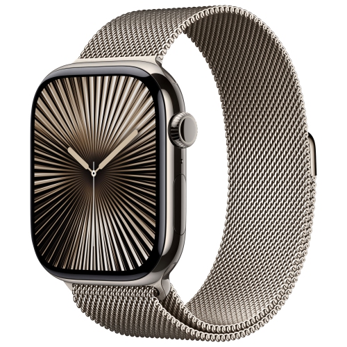 Refurbished - Apple Watch Series 10 (GPS + Cellular) 46mm Natural Titanium Case with Natural Milanese Loop - Medium/Large