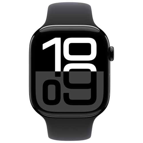Open Box - Apple Watch Series 10 46mm Jet Black Aluminum Case with Black Sport Band - Small/Medium