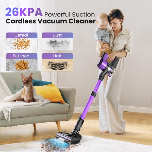 V870 Vacuum Cleaners, 50Kpa 350W 45Mins Cordless Vacuum Cleaner, Stick Vacuum with LED Touch Screen, Anti-tangle Wireless Vacuum, Rechargeable