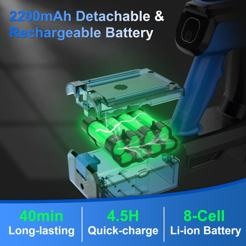 V870 Vacuum Cleaners, 50Kpa 450W 45Mins Cordless Vacuum Cleaner, Stick Vacuum with LED Touch Screen, Anti-tangle Wireless Vacuum, Rechargeable