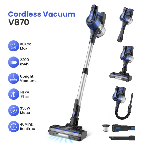 V870 Vacuum Cleaners, 50Kpa 450W 45Mins Cordless Vacuum Cleaner, Stick Vacuum with LED Touch Screen, Anti-tangle Wireless Vacuum, Rechargeable