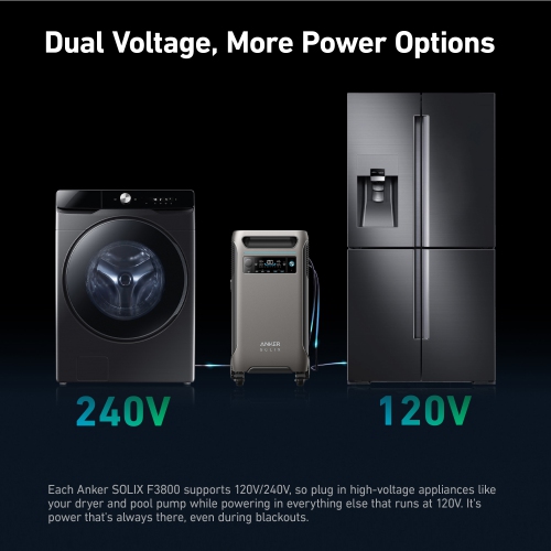 6000W Output/9000W Peak Anker SOLIX F3800 All-in-one Power Station w/ 1*400W Solar Panel for Home Backup and RV