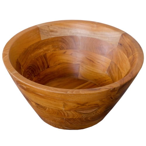 Costway 16" x 16" Vessel Sink Teak Wood Washbasin with Drainage Hole & Smooth Finish