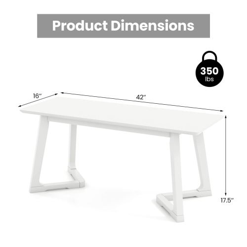 Costway 1 PCS 42" Modern Entryway Bench with Rubber Wood Legs Smooth Seating Area Easy Assembly