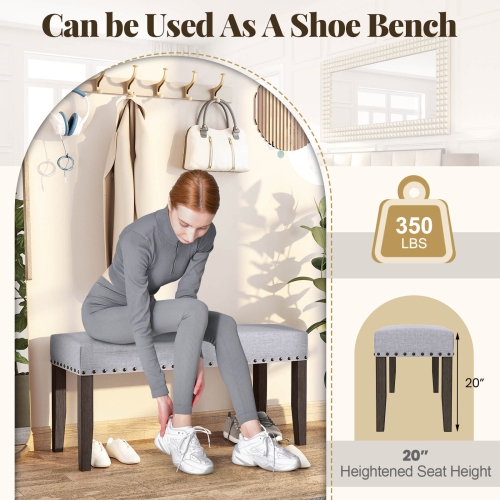 Banc d'entrée rembourré de 42,5&nbsp;po Costway 2 PCS avec garniture cloutée, intérieur coussiné doux