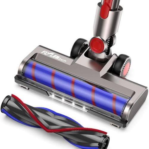 FLYLINKTECH Brush Head for V7 V8 V10 V11 V15 Vacuum Cleaners Motorhead Hardwood Floor Attachment with LED Headlights, V Shape Turbo Bristle Roller