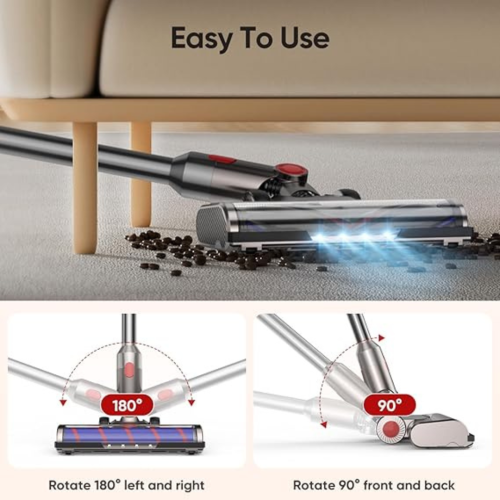 FLYLINKTECH Brush Head for V7 V8 V10 V11 V15 Vacuum Cleaners Motorhead Hardwood Floor Attachment with LED Headlights, V Shape Turbo Bristle Roller