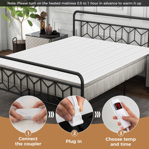Costway 80" x 60" Heated Mattress Pad Queen Size Machine Washable Electric Bed Warmer