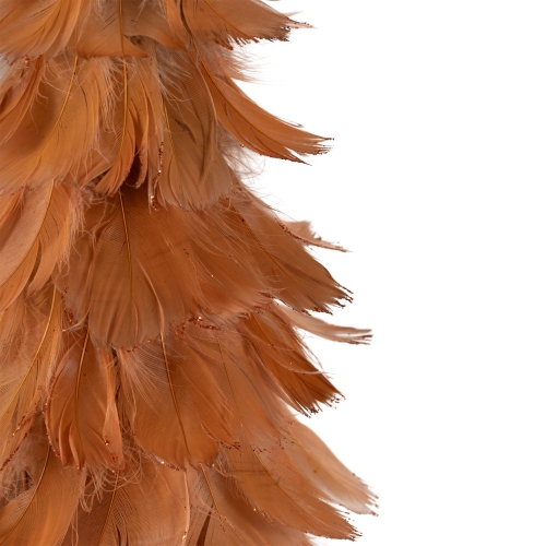 Small Layered Feather Cone Tree Glittered Christmas Decoration - 16" - Rust Orange