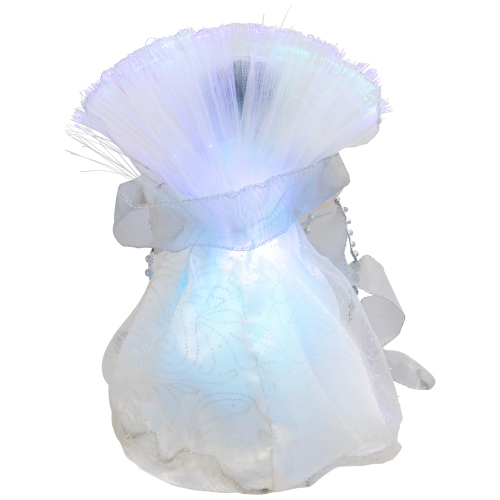 Lighted Fiber Optic African American Angel Christmas Tree Topper - 12" - Silver