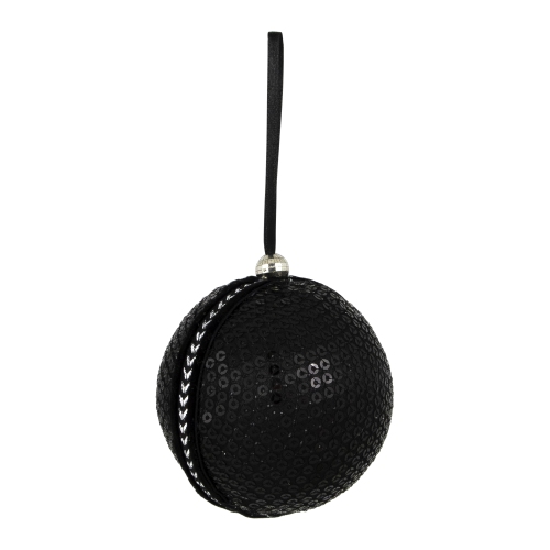 Sequined and Textured Christmas Ball Ornaments - 2.75" - Black - Set of 4