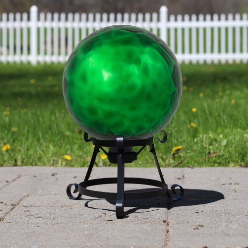 Image 1 of 5.. Turtle Shell Inspired Mirrored Outdoor Garden Gazing Ball - 10" - Green
