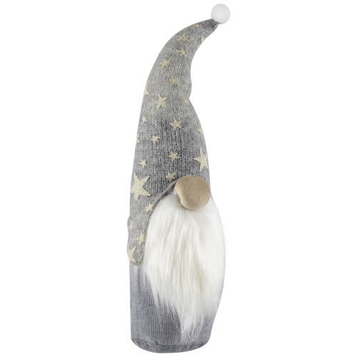 Gnome with Knitted Star Pattern Hat Christmas Figure - 17"